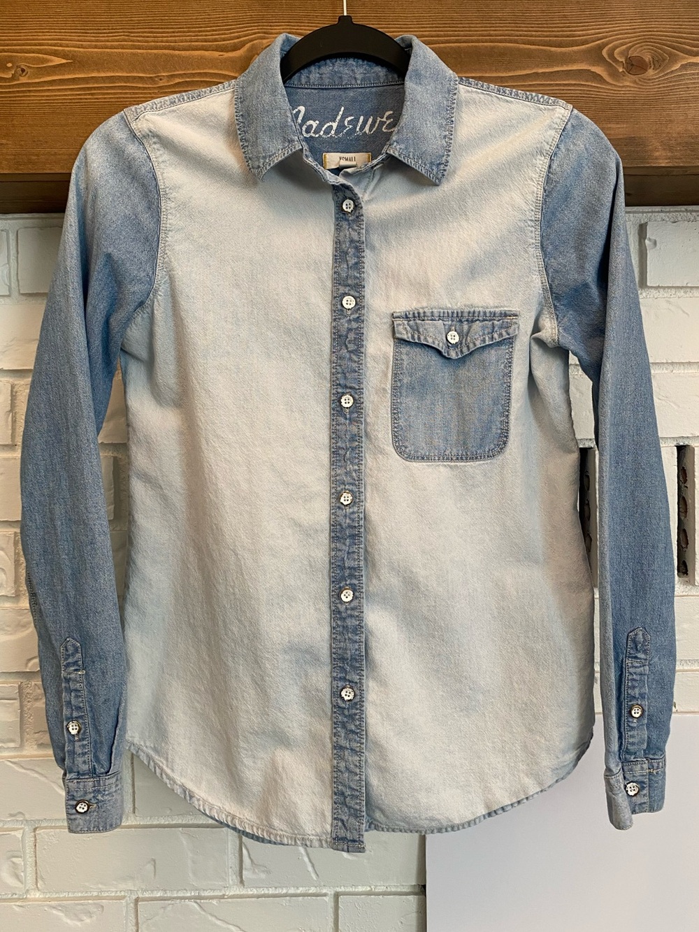 Madewell Light Wash Two Tone Chambray Denim Button-Up Shirt Cotton Women’s XS